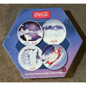 Vintage Coca-Cola Polar Bear Series stoneware salad or dessert plates by Sakura.